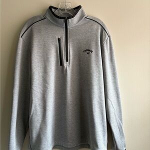 Callaway Men's Tech Fleece Zip-Up Pullover in Heather Grey